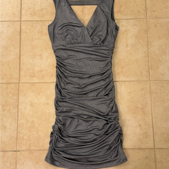 Guess Dresses & Skirts - Guess Brand - Size 0 - Elegant Silver Metallic Ruched Dress Party Clubbing